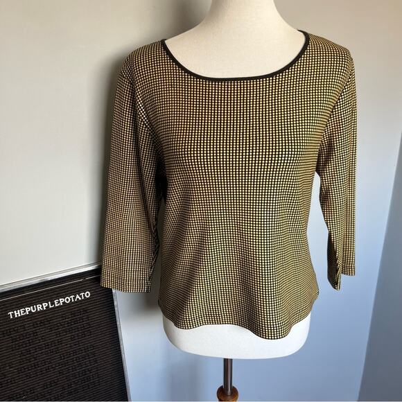 Vintage Y2K Carlisle Black & Yellow Textured Raised Polka Dot Top - Picture 1 of 5
